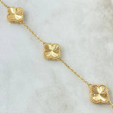 Pulso Aro Seguido Trebol VCyA 6.9gr / 17.5cm-18.5cm / 1.5mm Graduable Diamantado Punteado Oro Amarillo Nac.Esp. 18K