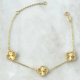Pulso Aro Seguido Trébol VCyA Gradual 4.4gr / 15cm-18.5cm / 1.8mm Diamantado Punteado Oro Amarillo Nac.Esp. 18K