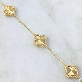 Pulso Aro Seguido Trébol VCyA Gradual 4.4gr / 15cm-18.5cm / 1.8mm Diamantado Punteado Oro Amarillo Nac.Esp. 18K