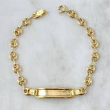 Pulso Bebé GC 2.85gr / 16cm / 4.8mm Placa Rectangular Borde Liso Oro Amarillo 18K
