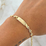 Pulso Bebé GC 2.85gr / 16cm / 4.8mm Placa Rectangular Borde Liso Oro Amarillo 18K