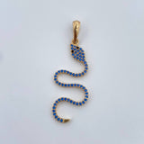 Dije Serpiente 1.75gr / 3.9cm / Circones Azules Negros  Oro Amarillo 18K &
