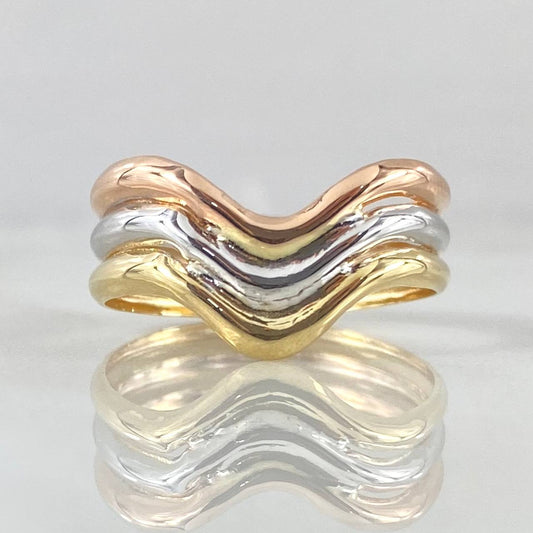 Anillo Tres Lineas 1.75gr / T7 / Tres Oros 18K *