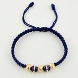 Pulsera Tejida Azul Rey 2 Neoros / 3 Und 6Mm Diamantados Oro Amarillo 18K
