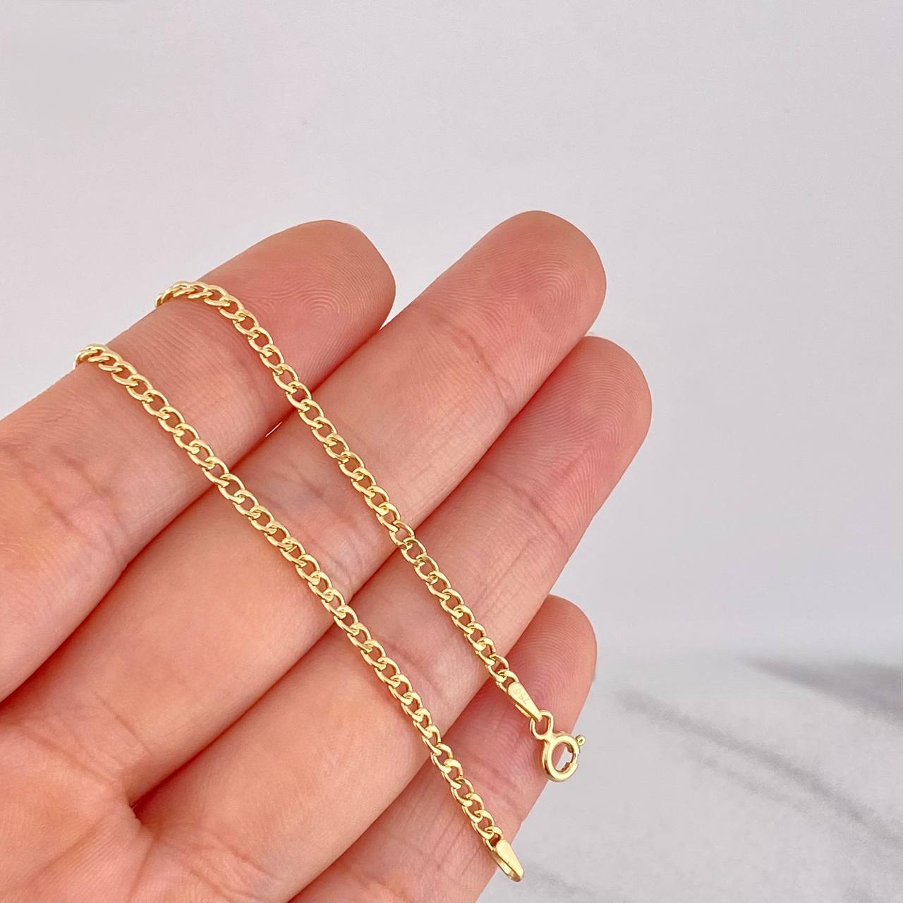 Cadena Mini Cubana 2.3g / 45cm / 2.3mm Oro Amarillo 18K