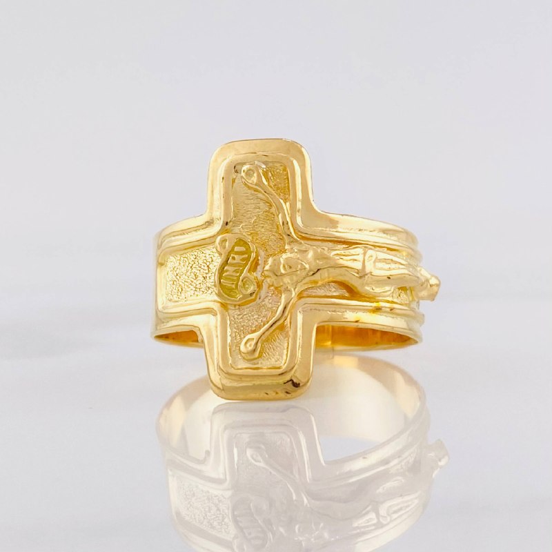 Anillo Cruz Cristo 3.65g / T9 Oro Amarillo 18K