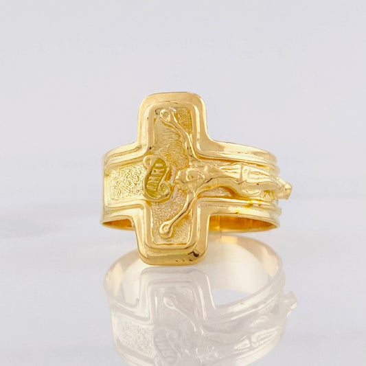 Anillo Cruz Cristo 3.65g / T9 Oro Amarillo 18K