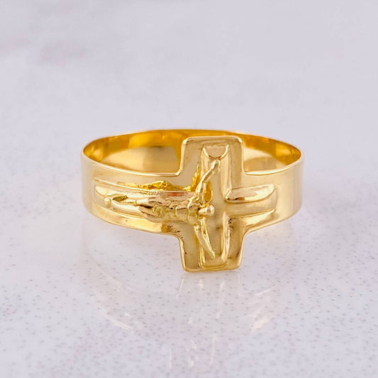Anillo Cruz Cristo 1.8g / T9 Oro Amarillo 18K