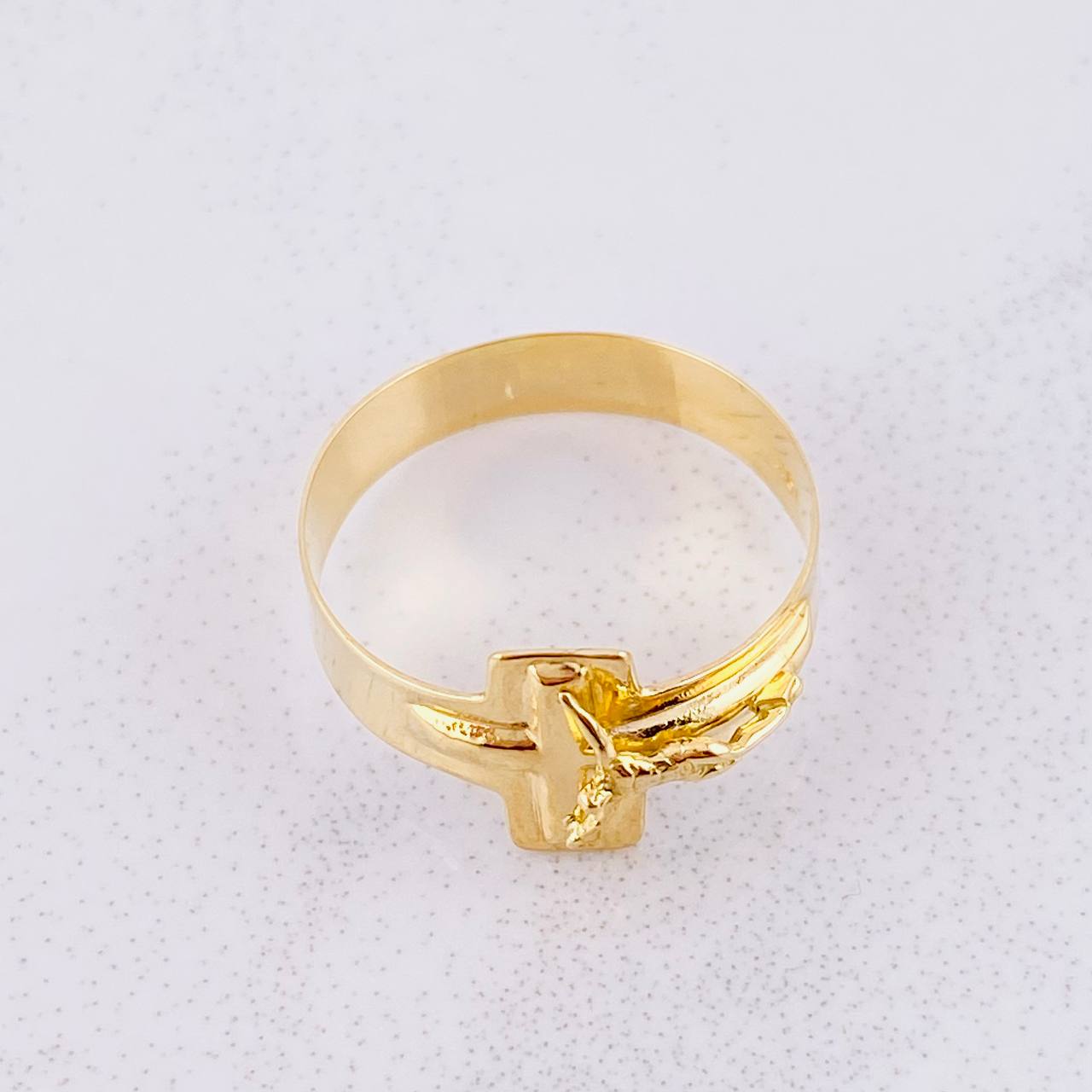 Anillo Cruz Cristo 1.8g / T9 Oro Amarillo 18K