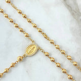 Rosario Virgen Milagrosa 13.1gr / 50cm / 5mm-4mm Cruz Lazo Cristo Diamantado Oro Amarillo 18K