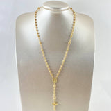 Rosario Virgen Milagrosa 13.1gr / 50cm / 5mm-4mm Cruz Lazo Cristo Diamantado Oro Amarillo 18K