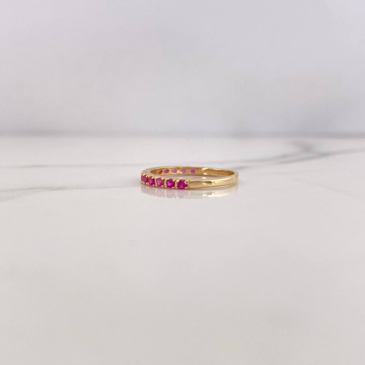 Anillo Churumbela 1.4gr / T4 1/2 / Circones Fucsias Oro Amarillo 18K &