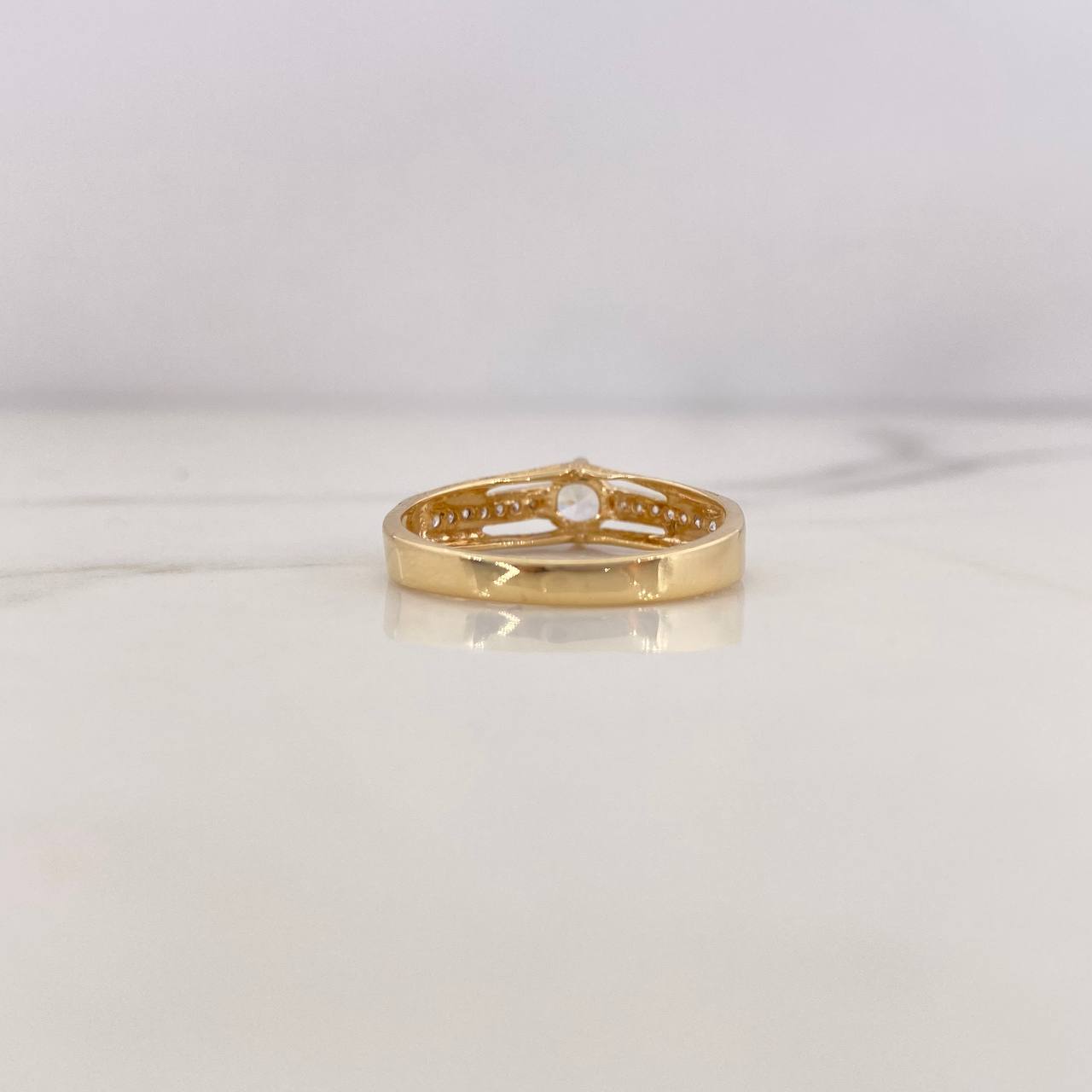 Anillo Doble Linea 2.1gr / T7 / Circones Blancos Dos Oros Amarillo Blanco 18K &