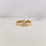 Anillo Doble Linea 2.1gr / T7 / Circones Blancos Dos Oros Amarillo Blanco 18K &