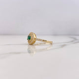 Anillo Halo 3.8gr / T6 1/2 / Circones Verde Blancos Oro Amarillo 18K &