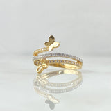 Anillo Baile de Mariposas 2.3gr / T6 1/2 / Circones Blancos Oro Amarillo 18K