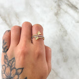 Anillo Baile de Mariposas 2.3gr / T6 1/2 / Circones Blancos Oro Amarillo 18K