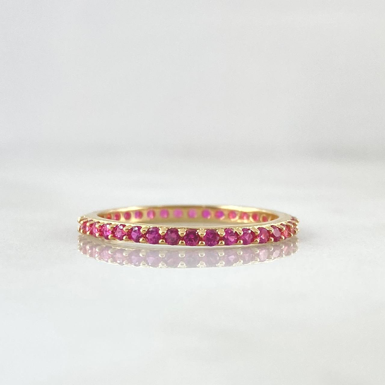 Anillo Churumbela Petit 1.5gr / T6 1/2 / Circones Fucsia Oro Amarillo 18K