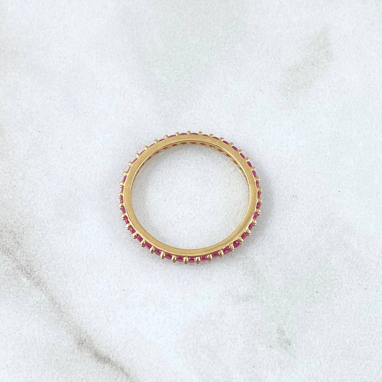 Anillo Churumbela Petit 1.5gr / T6 1/2 / Circones Fucsia Oro Amarillo 18K