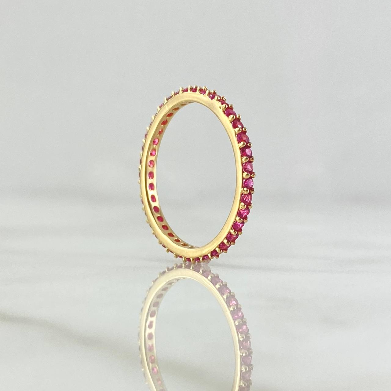Anillo Churumbela Petit 1.5gr / T6 1/2 / Circones Fucsia Oro Amarillo 18K