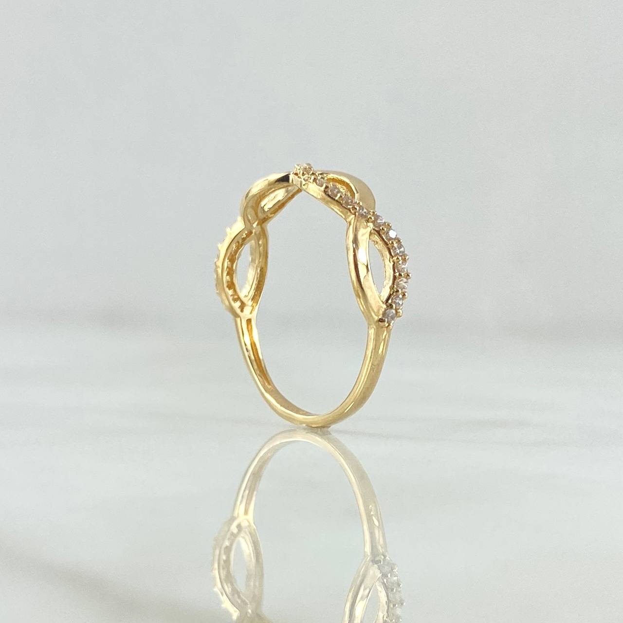 Anillo Infinito Eleuso 1.5gr / T6 / Circones Blancos Oro Amarillo 18K