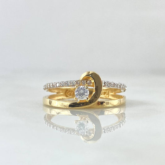 Anillo Solitario Ola Paralela 3.2gr / T7 / Oro Amarillo 18K *
