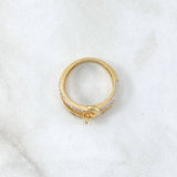 Anillo Solitario Ola Paralela 3gr / T7 1/2 / Circones Blancos Oro Amarillo 18K ©