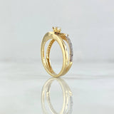 Anillo Solitario Ola Paralela 3gr / T7 1/2 / Circones Blancos Oro Amarillo 18K ©