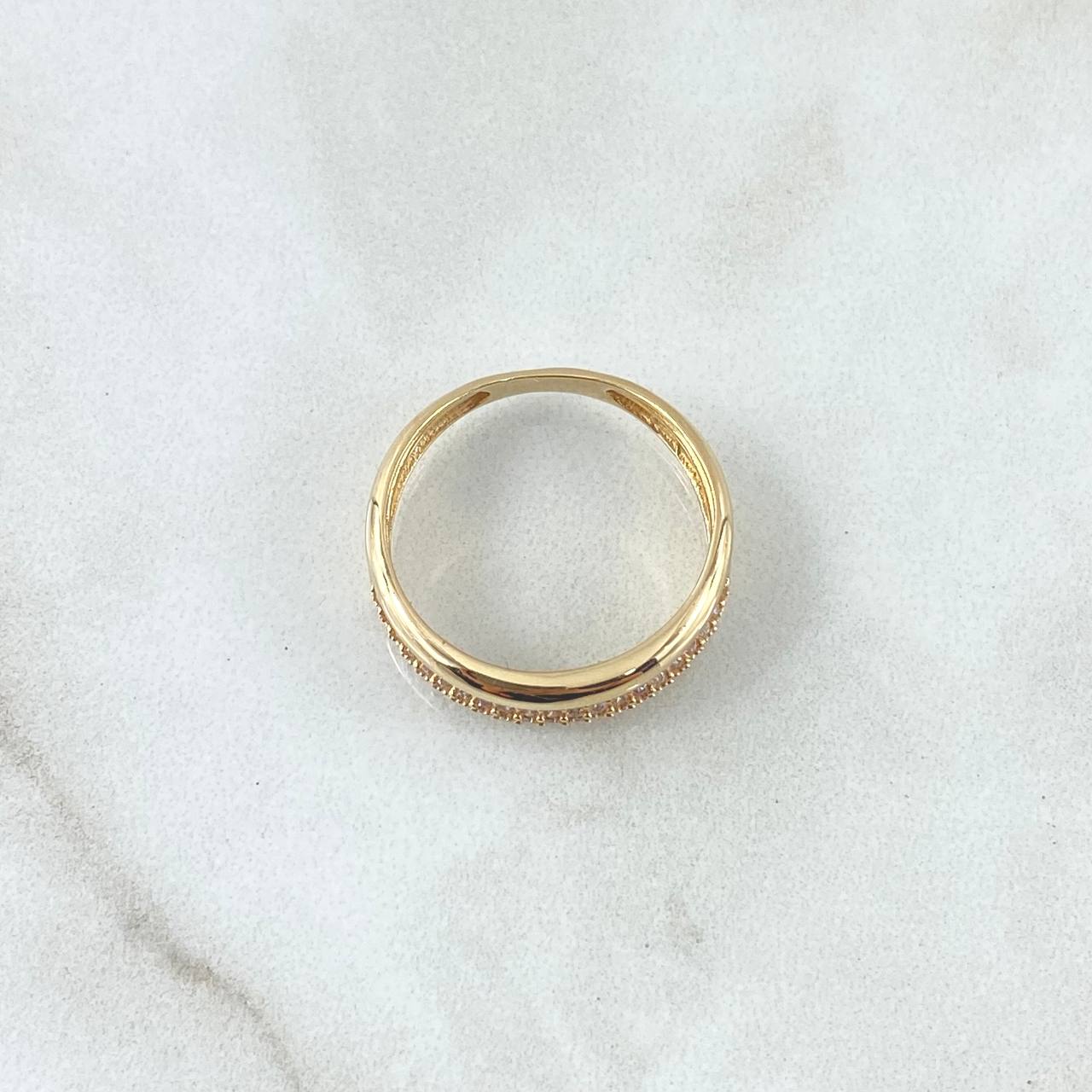 Anillo Argolla Churumbela Abultada 2.5gr / T6 3/4 / Circones Blancos Oro Amarillo 18K