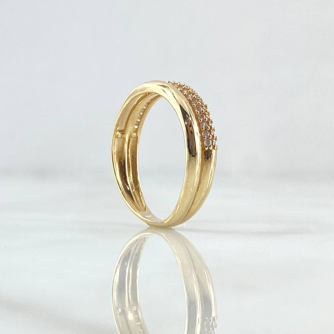 Anillo Argolla Churumbela Abultada 2.5gr / T6 3/4 / Circones Blancos Oro Amarillo 18K