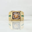Anillo Brujula Movil 8.9gr / T10 / Circones Blancos Verdes Dos Oros Amarillo Rosa 18K