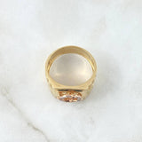 Anillo Brujula Movil 8.9gr / T10 / Circones Blancos Verdes Dos Oros Amarillo Rosa 18K