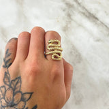 Anillo Serpiente 5.55gr / T6 1/2 / Texturizado Circones Negros Oro Amarillo 18K