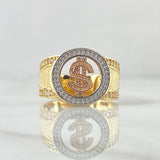 Anillo Sello Dólar Silueta 8.55gr / T10 1/2 / Texturizado Tres Oros 18K