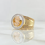 Anillo Sello Dólar Silueta 8.55gr / T10 1/2 / Texturizado Tres Oros 18K