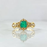 Anillo Solitario Rombos Centrales 2.6gr / T7 1/4 / Esmeraldas 70pts Diamantes 16pts Oro Amarillo 18K (Joya)
