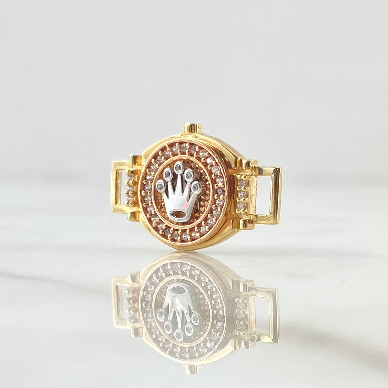 Herraje Corona RX 2.7gr / 2.2cm / Circones Blancos Tres Oros 18K
