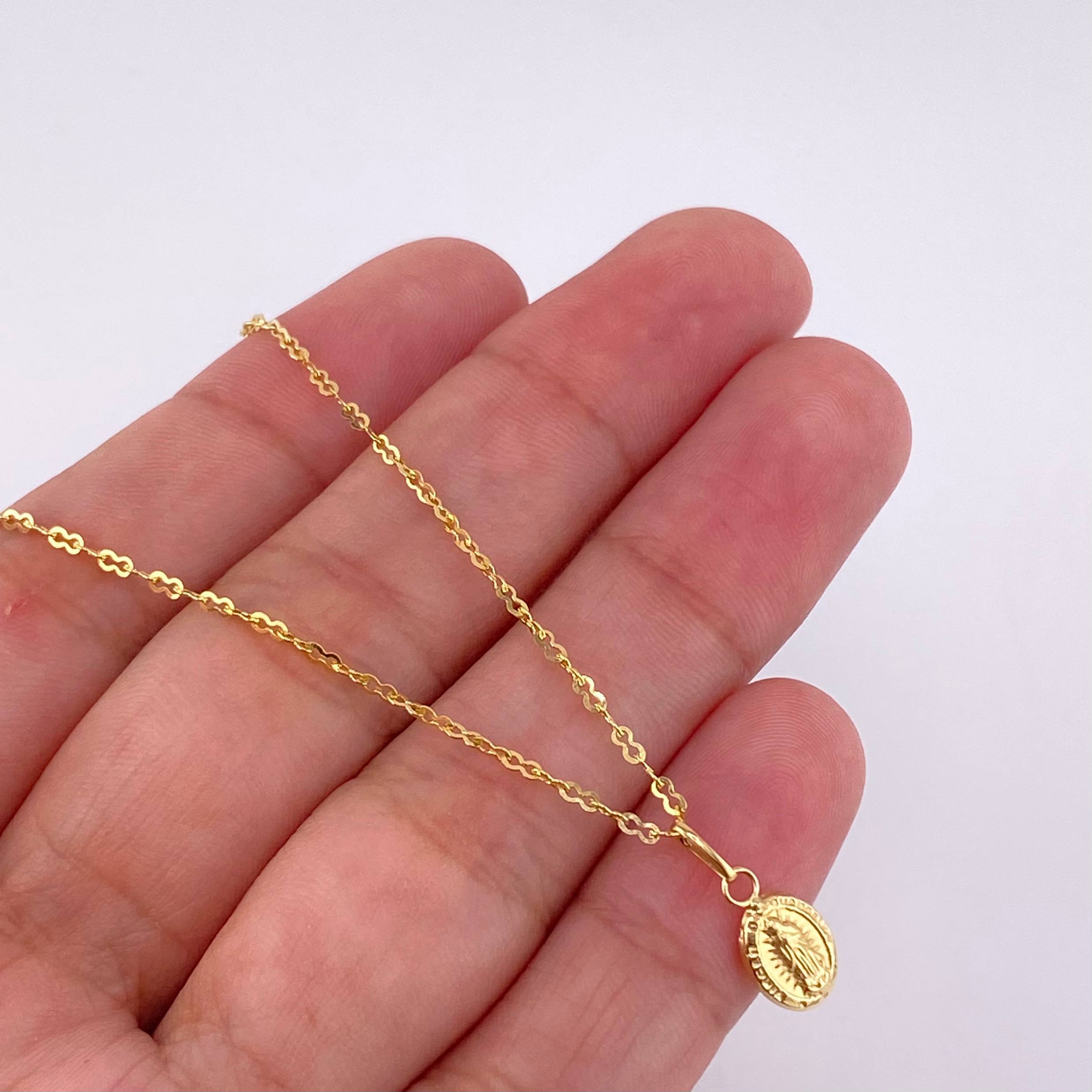 Set Cadena Aro Seguido + Dije Virgen De Guadalupe / 2.15 g / 45.4 cm Oro Amarillo 18K