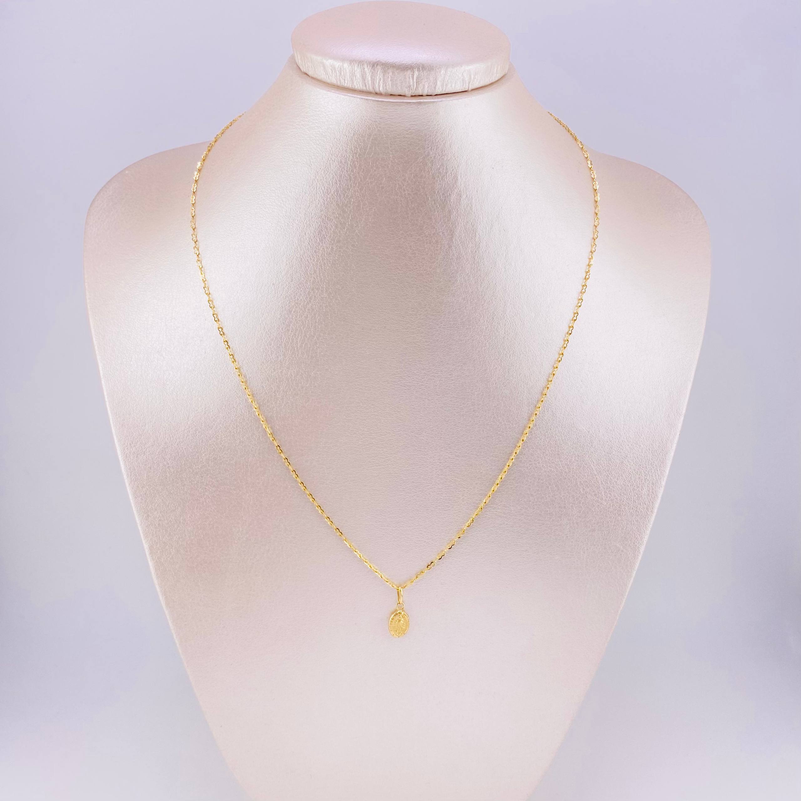 Set Cadena Aro Seguido + Dije Virgen De Guadalupe / 2.2 g / 45.3 cm Oro Amarillo 18K