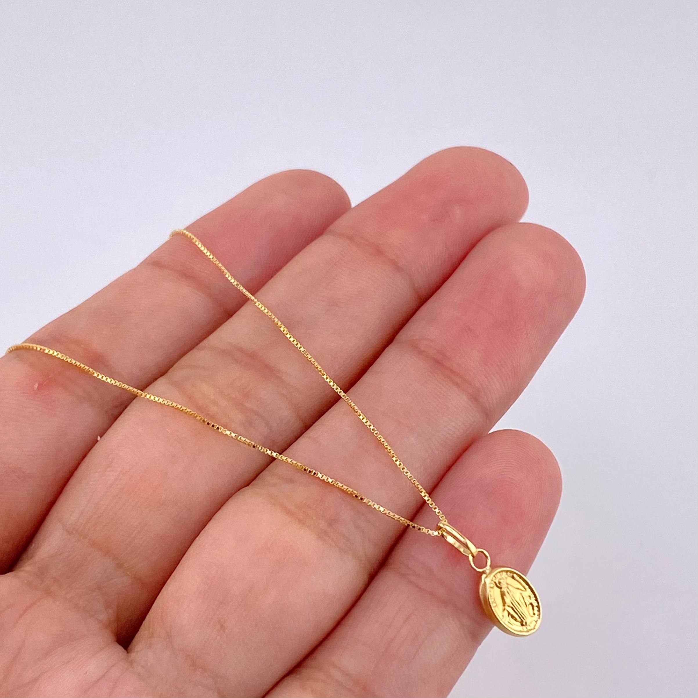 Set Cadena Veneciana + Dije Virgen De La Milagrosa / 1.25 g / 40.5 cm Oro Amarillo 18K