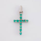 Dije Cruz Tupida Esmeraldas 0.4 Pts 1.35 g / 2.7 cm Plata 925