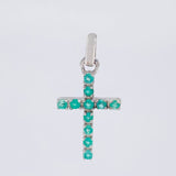 Dije Cruz Tupida Esmeraldas 0.4 Pts 1.35 g / 2.7 cm Plata 925