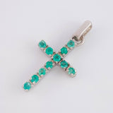 Dije Cruz Tupida Esmeraldas 0.4 Pts 1.35 g / 2.7 cm Plata 925