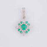 Dije Flor Mandala Esmeraldas 0.45 Pts 1.05 g / 2.3 cm Plata 925