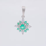 Dije Flor Mandala Esmeraldas 0.45 Pts 1.05 g / 2.3 cm Plata 925