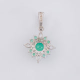 Dije Flor Mandala Esmeraldas 0.45 Pts 1.05 g / 2.3 cm Plata 925
