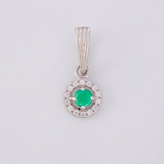 Dije Halo Circular Esmeraldas 0.17 Pts 0.7 g / 1.7 cm Plata 925