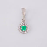 Dije Halo Circular Esmeraldas 0.17 Pts 0.7 g / 1.7 cm Plata 925