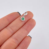 Dije Halo Circular Esmeraldas 0.17 Pts 0.7 g / 1.7 cm Plata 925