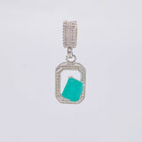 Dije Cuadro Esmeraldas 0,47 Pts 1 g / 2 cm Plata 925